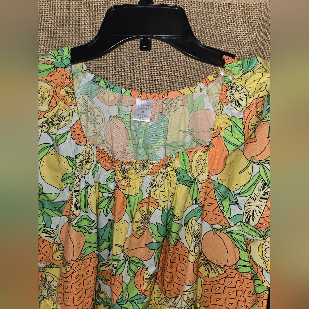 NWOT Payton & Parker Colorful Fruit Print Dress With Pockets Citrus Size Medium - Picture 11 of 12